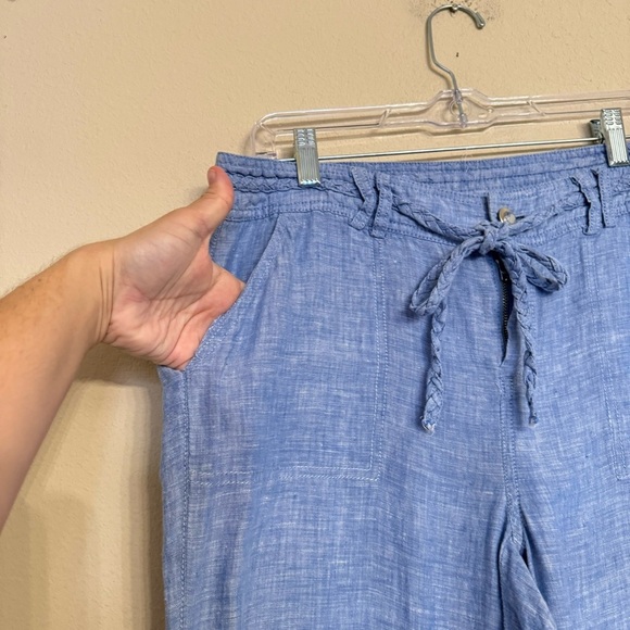 INC International Concepts Linen Pants Size 8 Blue Straight Leg - Picture 5 of 15